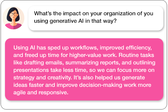 AI/44 Agent: What's the impact on your organization of you using generative AI in that way?